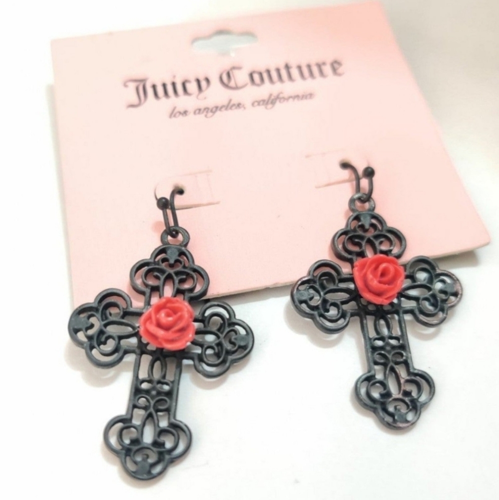 Juicy Couture Black Cross Earring